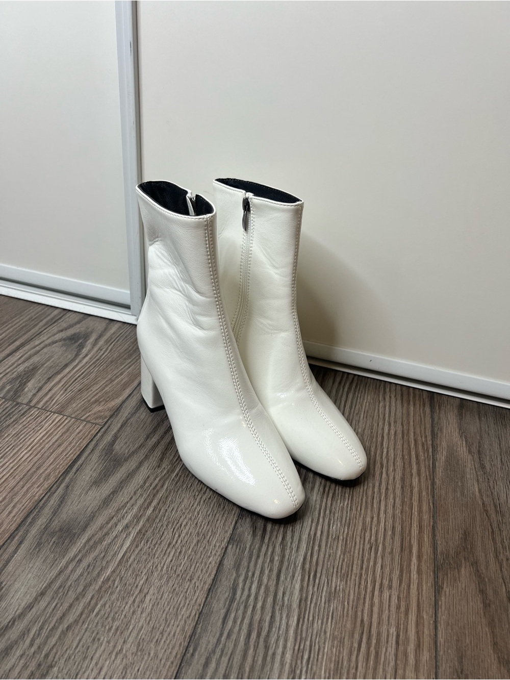 White ankle booties